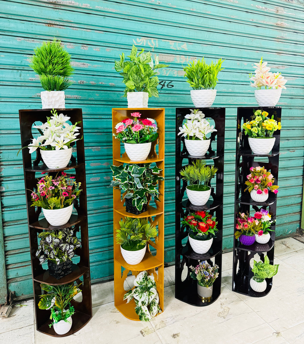 Mdf board Corner stand with luxurious chinese imported artificial Flowers comboo package set