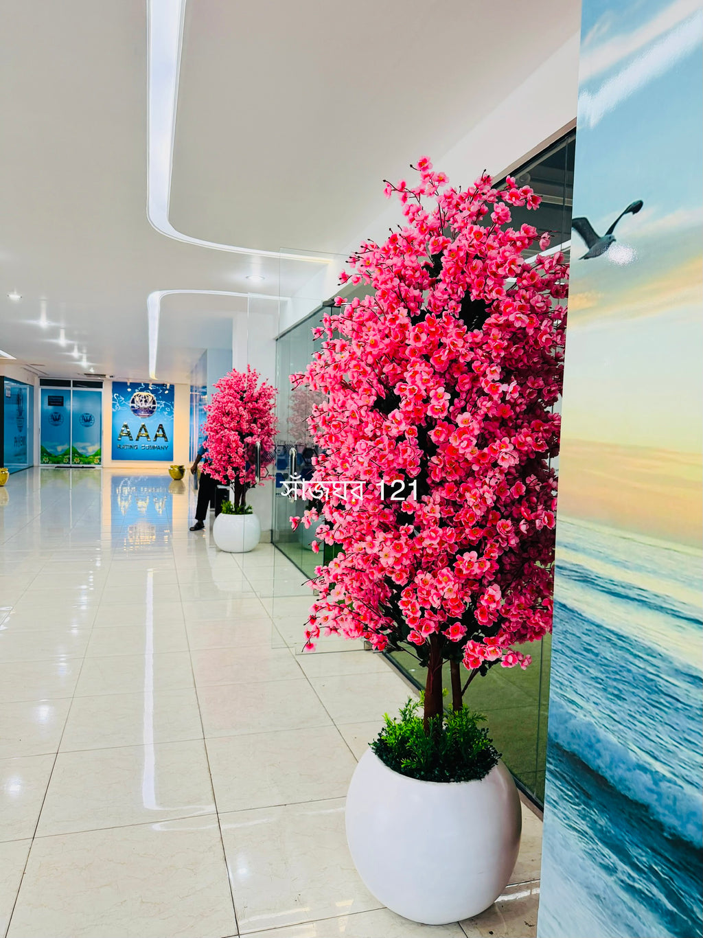 7 feet chinese imported artificial cherry tree with luxurious planter color available.