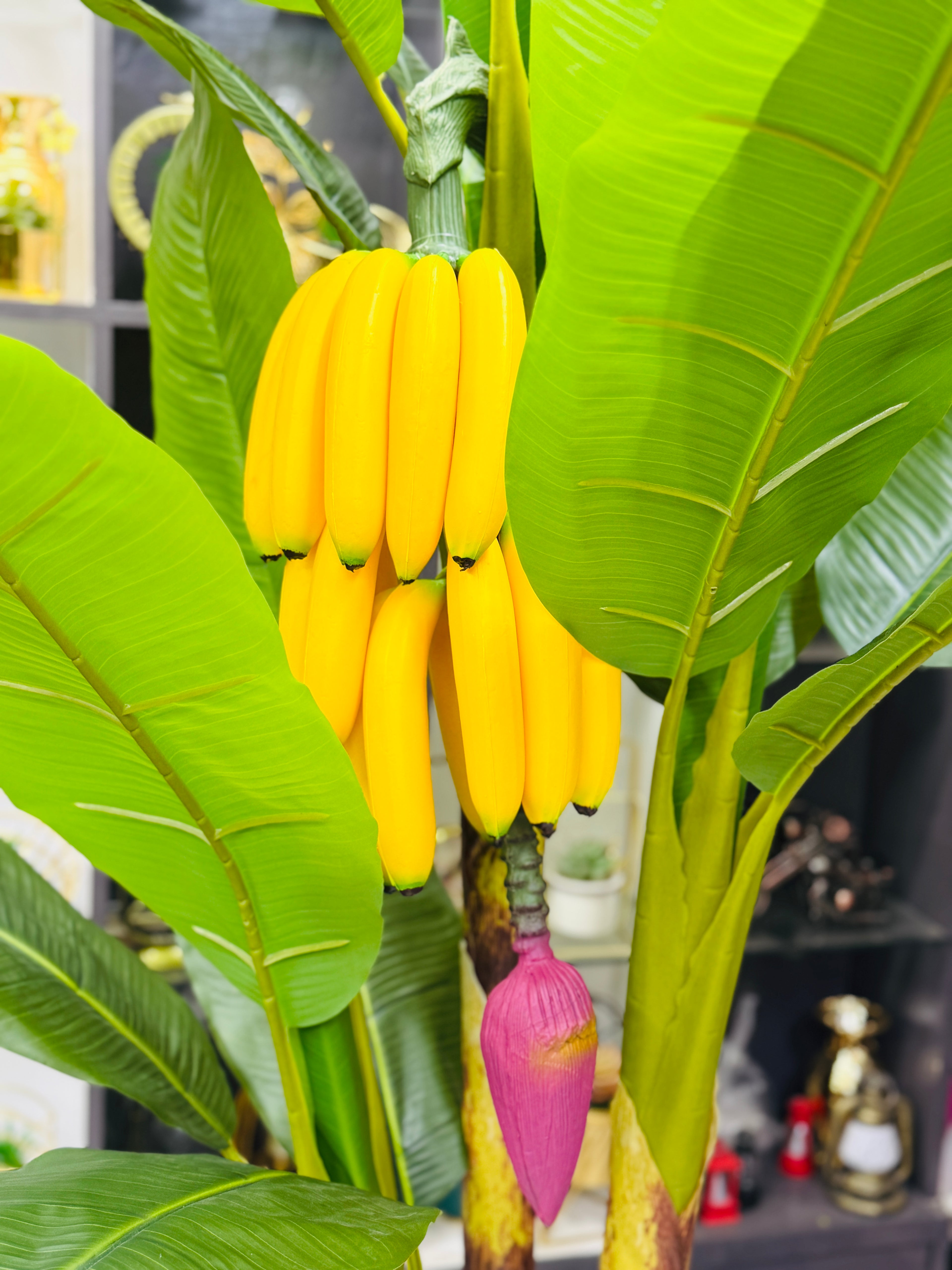 Premium quality chinese imported artificial banana tree with banana bunch and  chinese luxurious planter.