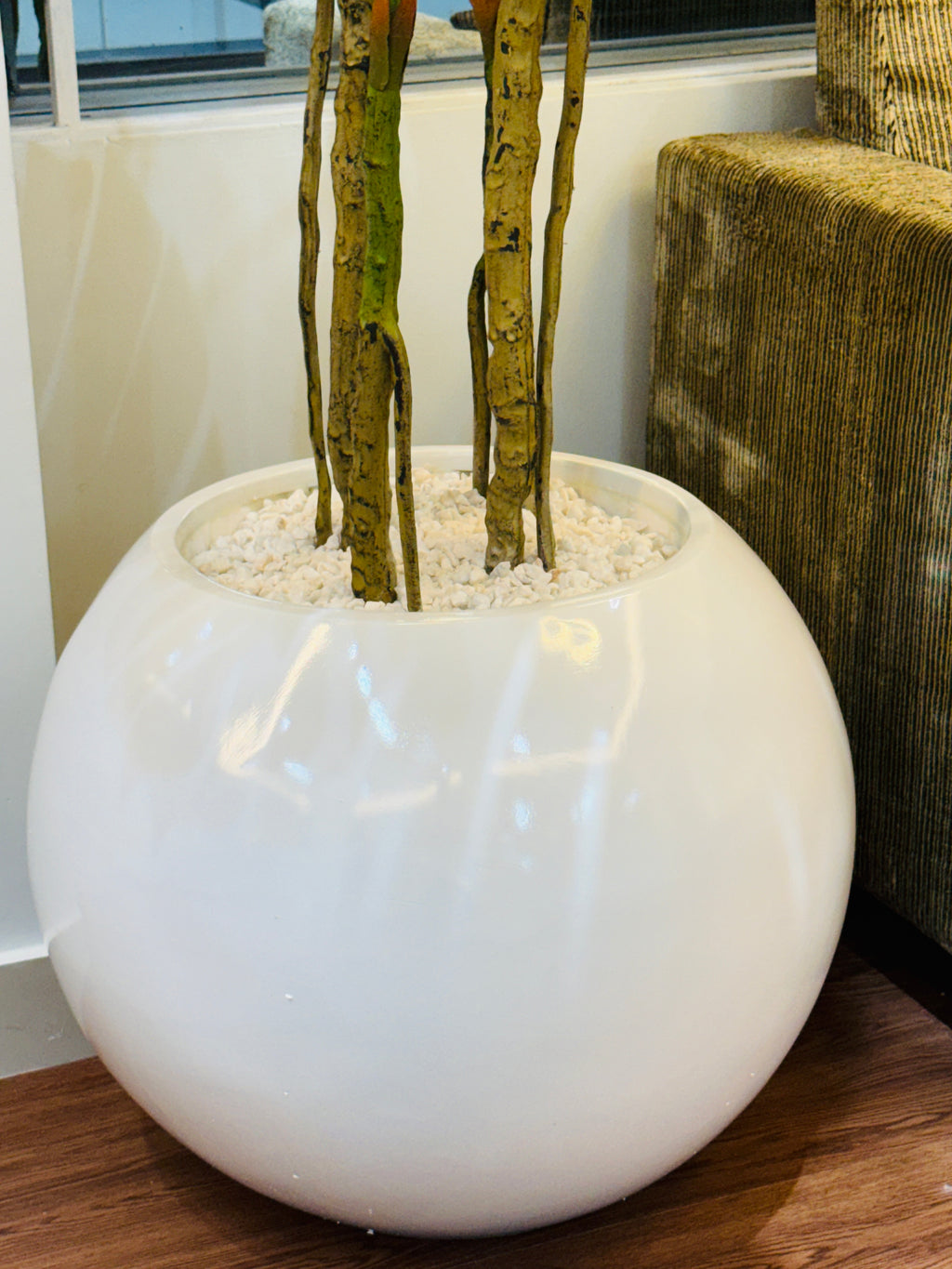 premium quality chinese imported artificial moonstera plant with lulxurious round planter and stone 6 feet+