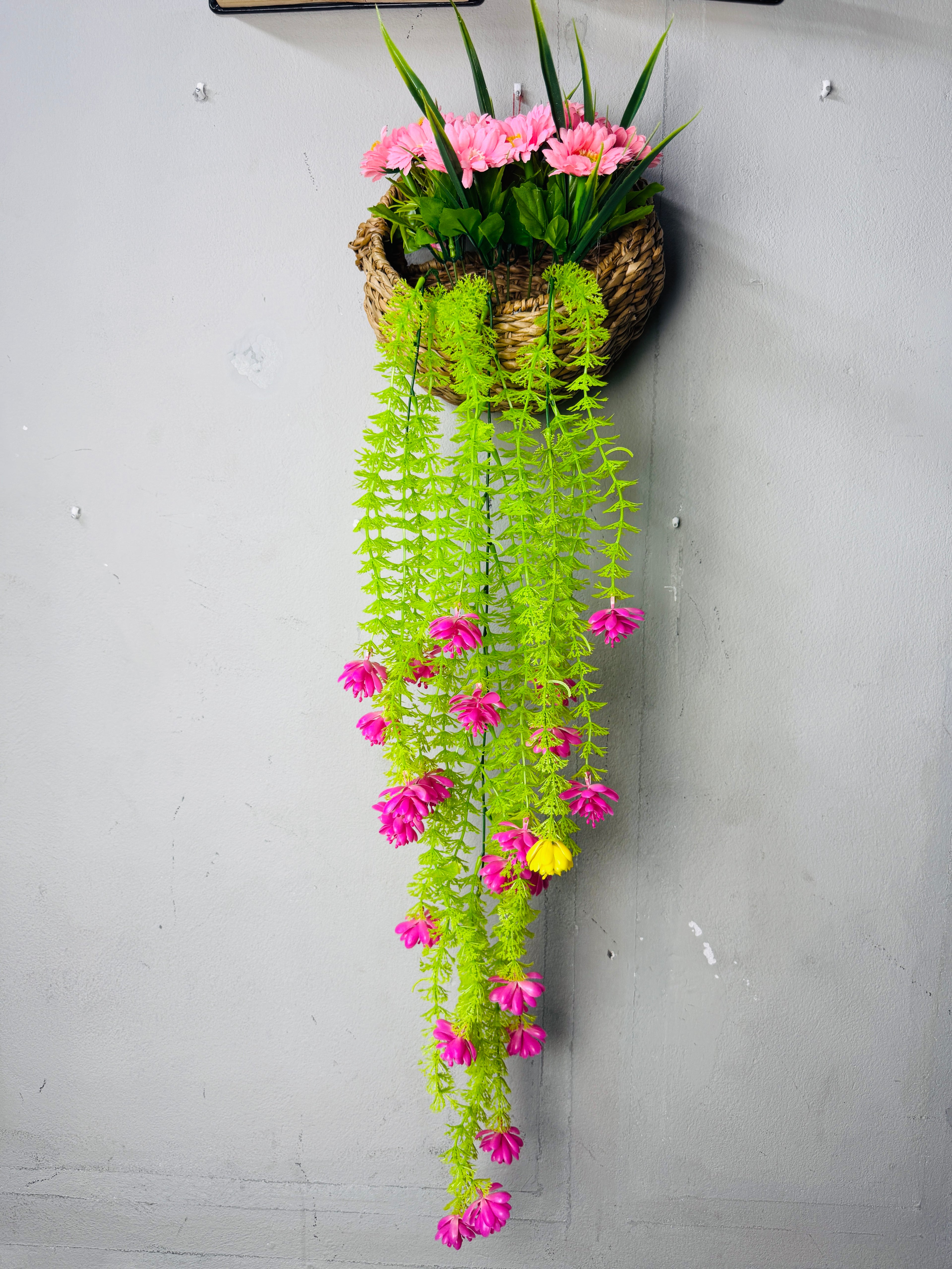 hand made basket with chinese lotar jhar and rose flowers comboo set