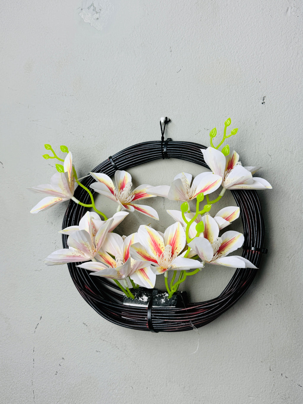 Ring planter with chinese imported flowers setup
