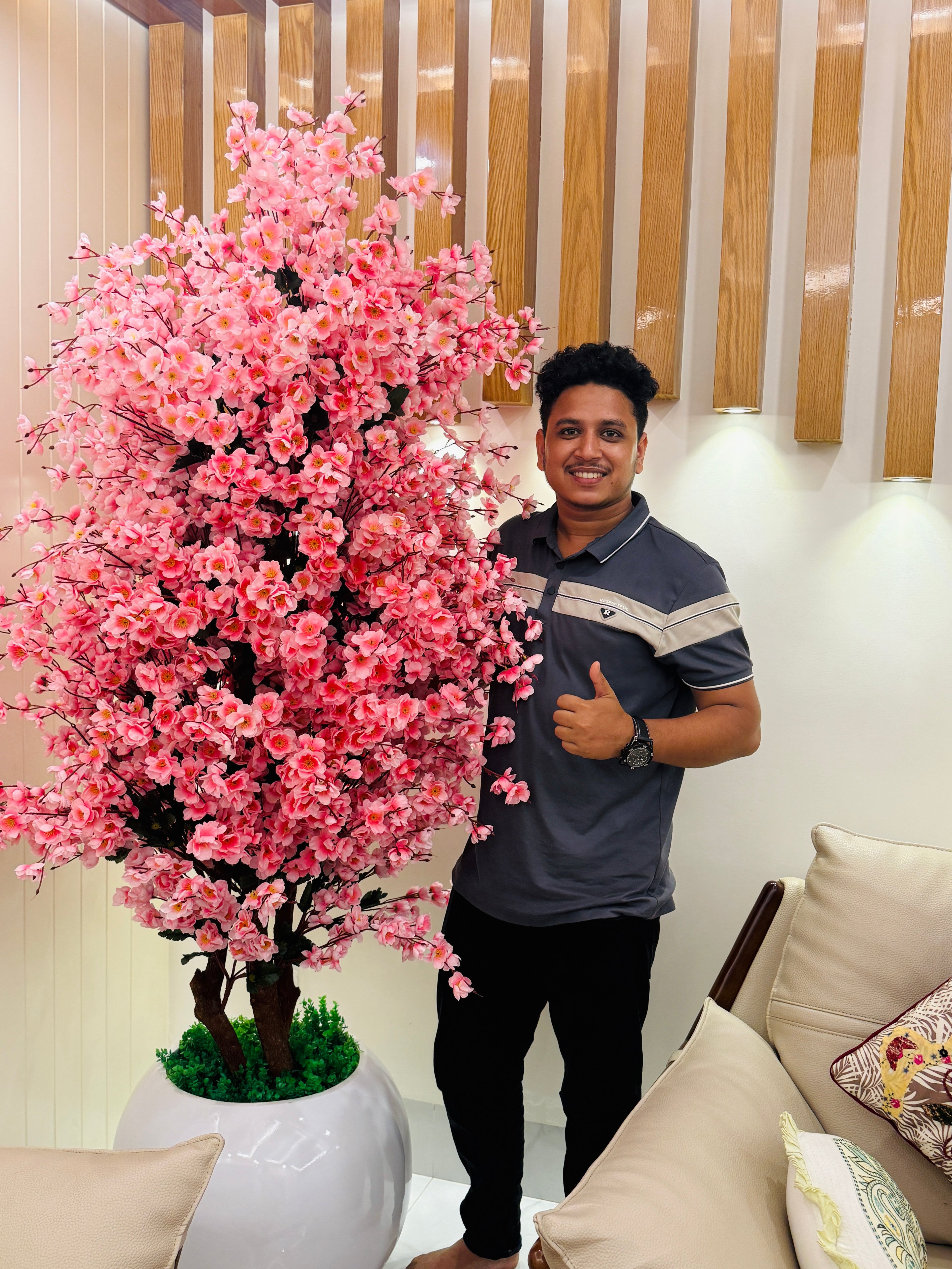 Chinese imported premium quality artificial cherry tree with luxurious planter.  colour available