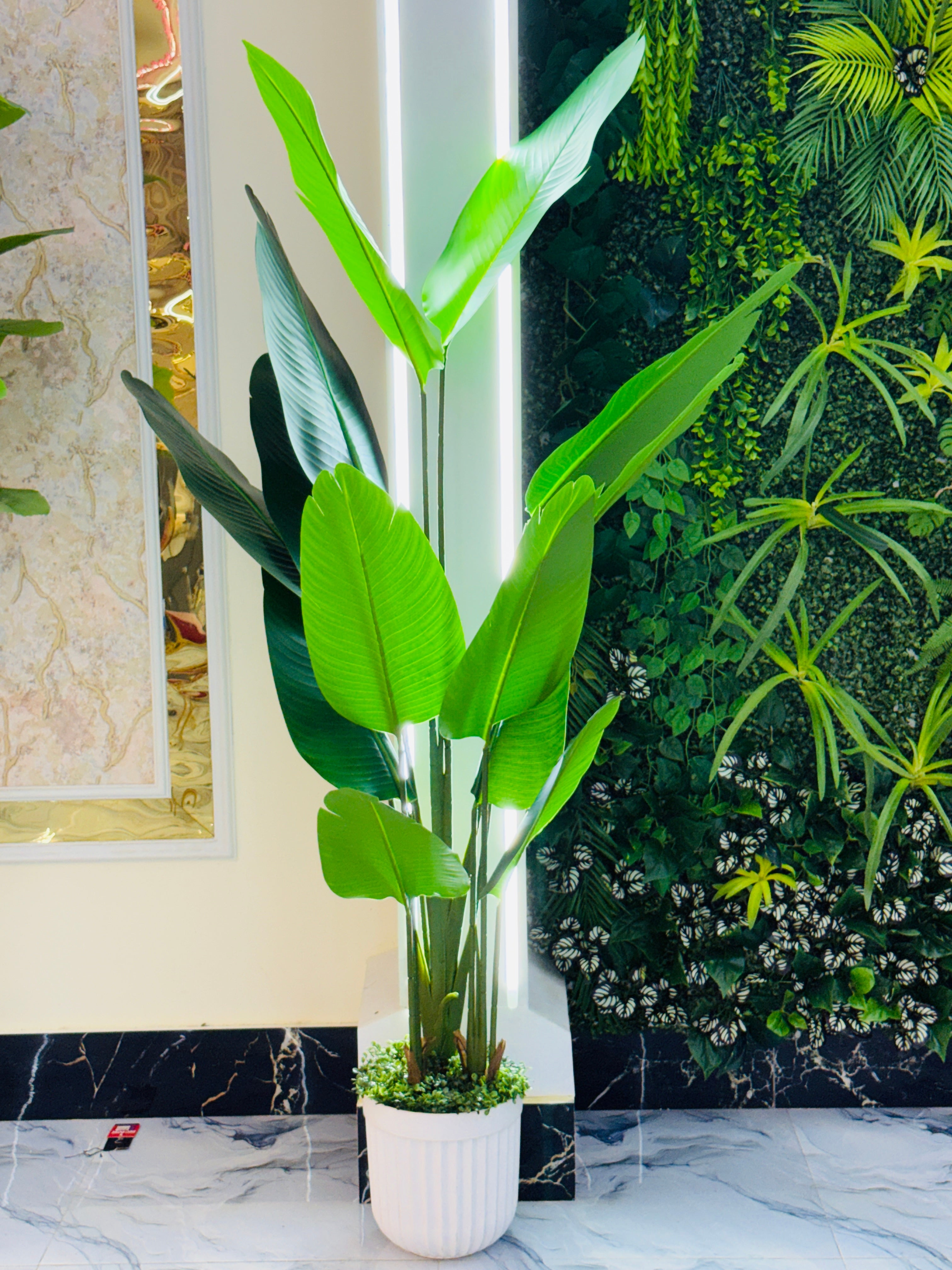 premium quality chinese imported artificial 13 leaves Bird's of paradise plant with chinese planter 6 feet+