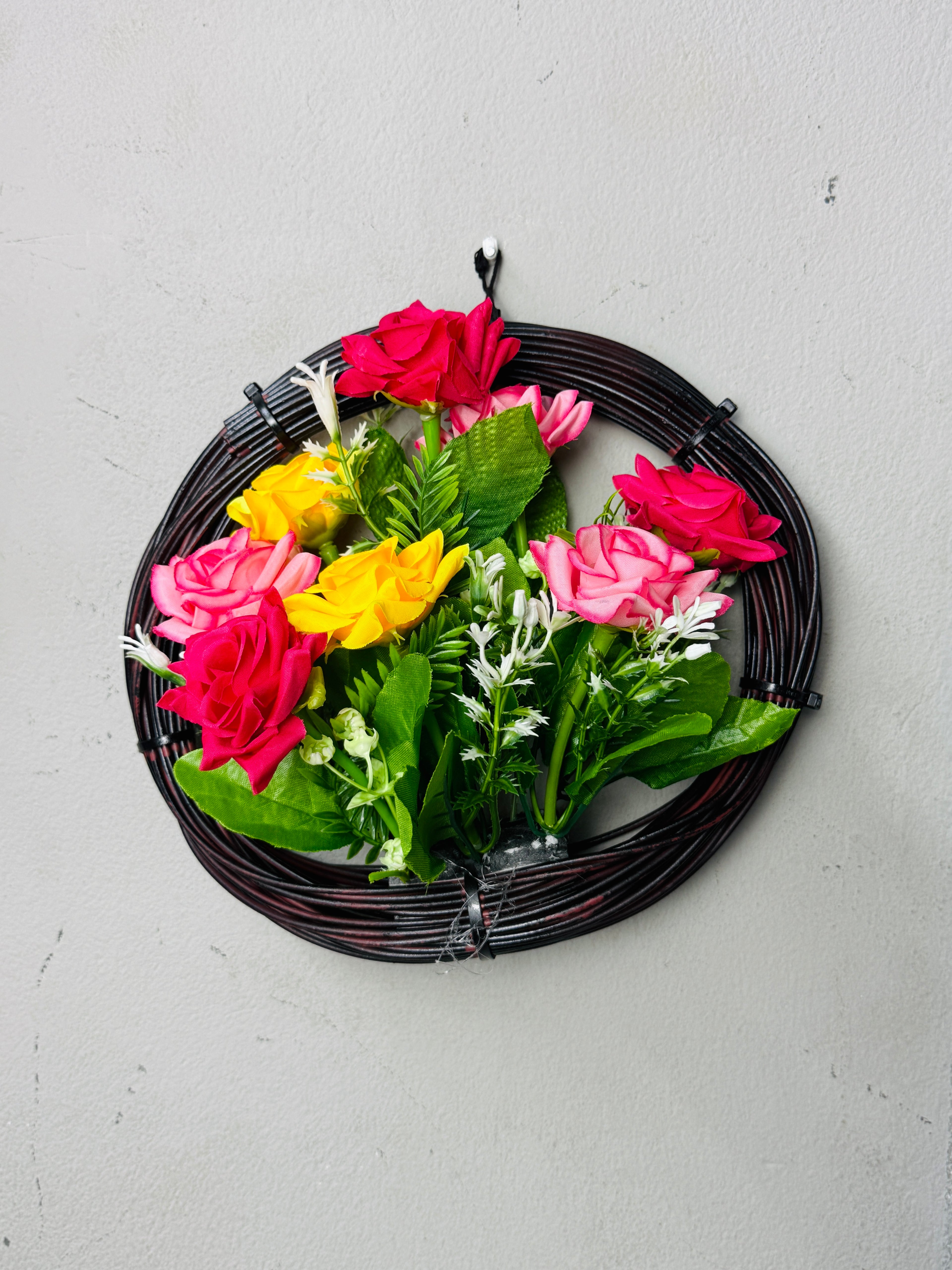Ring planter with chinese imported flowers setup