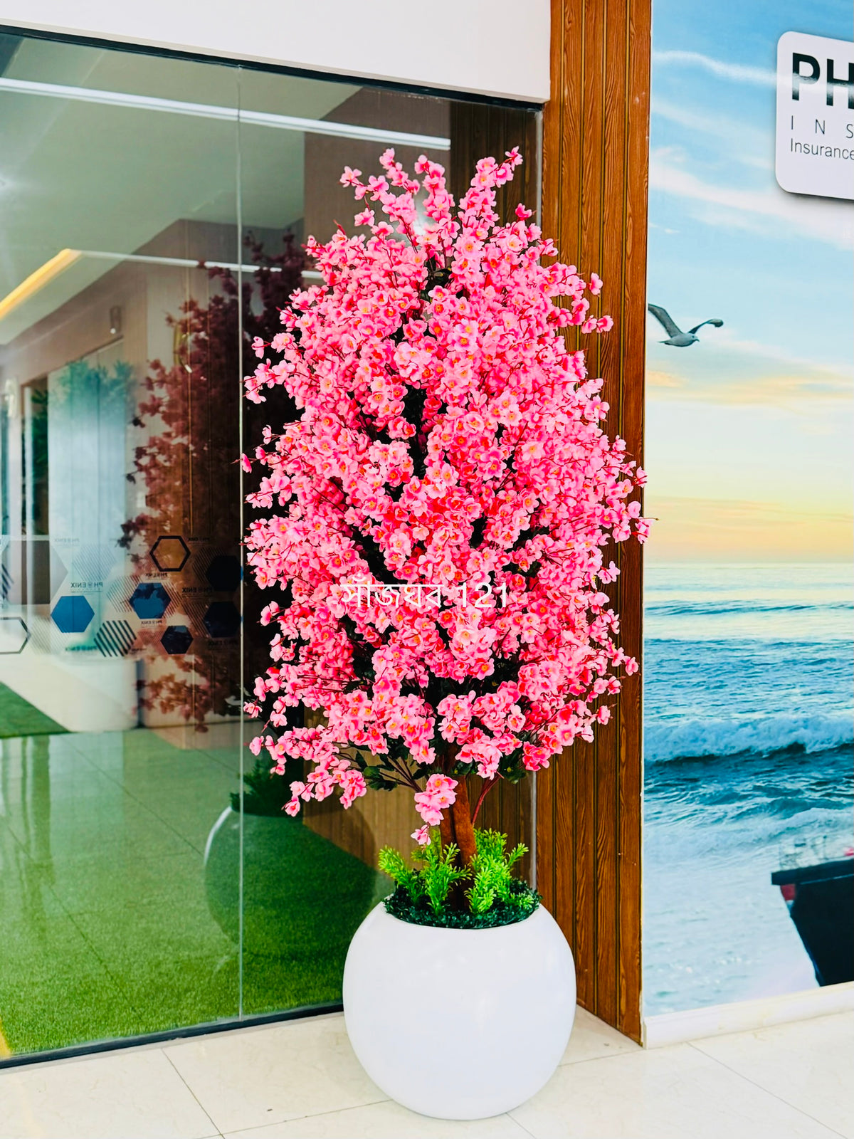 7 feet chinese imported artificial cherry tree with luxurious planter color available.