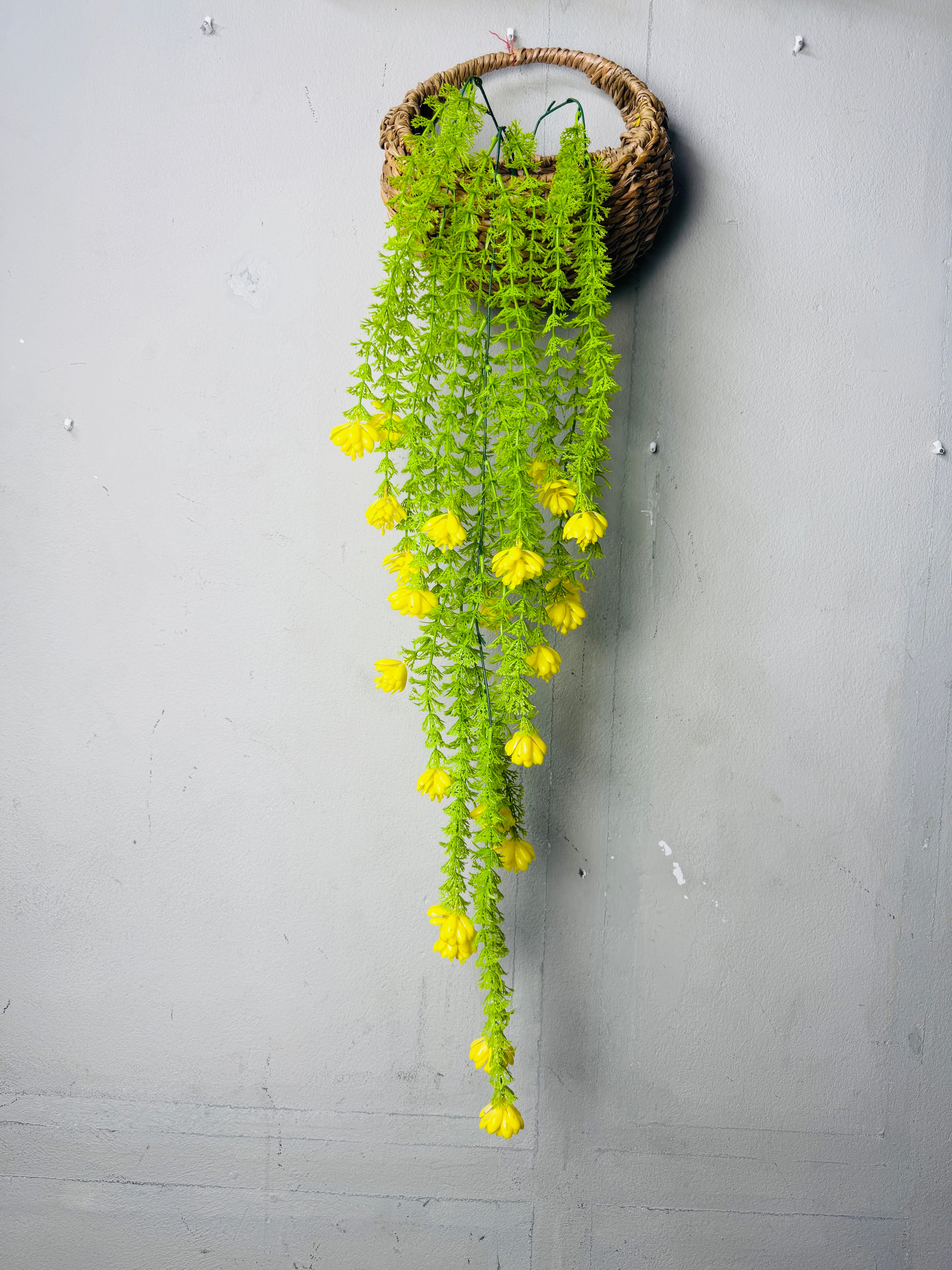 hand made wall planter basket with artificial shapla jhar setup