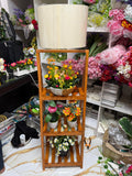Corner stand with lampshade and flowers setup. 4 feet. mehegoni kath diye banano.
