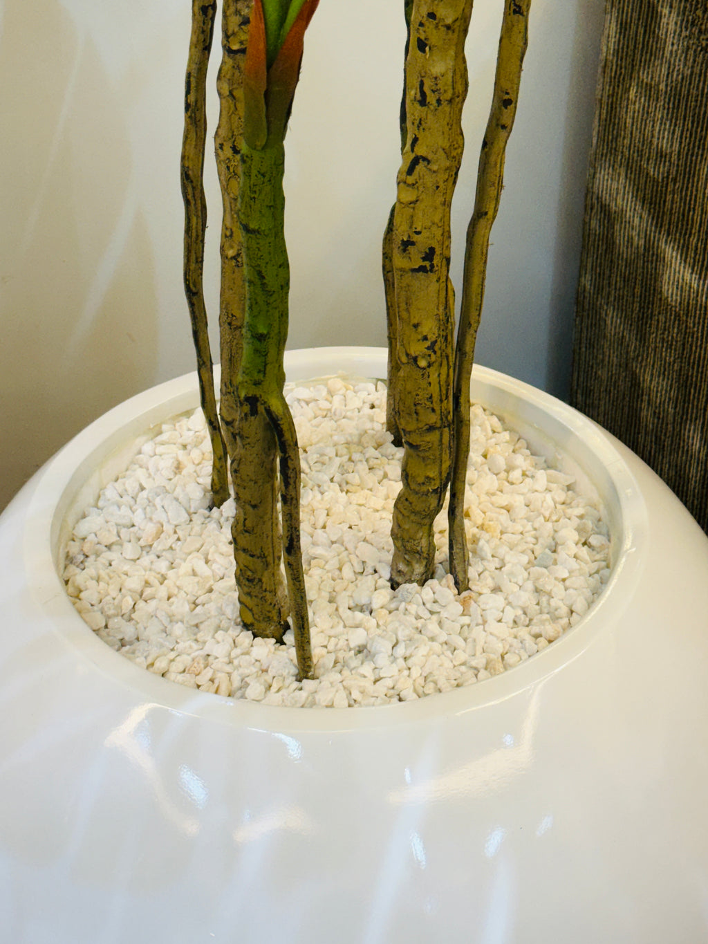 premium quality chinese imported artificial moonstera plant with lulxurious round planter and stone 6 feet+
