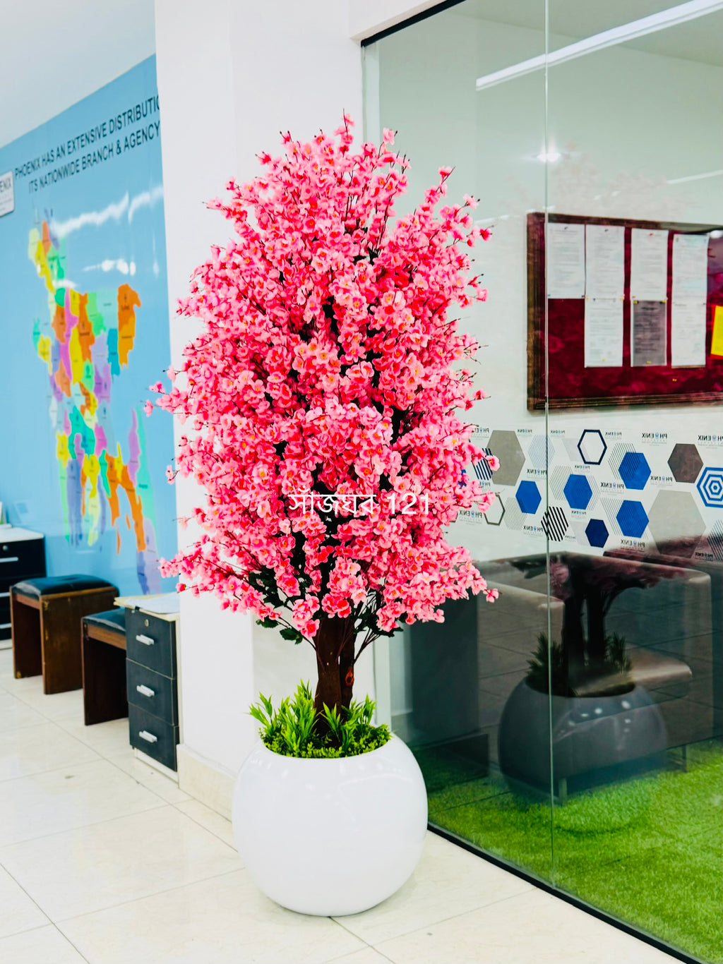 7 feet chinese imported artificial cherry tree with luxurious planter color available.