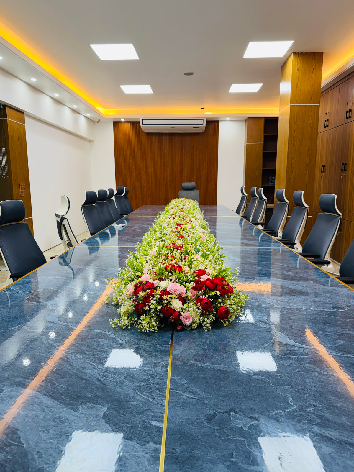 office meeting table decoration by artificial flowers in 850 tk 1 square feet