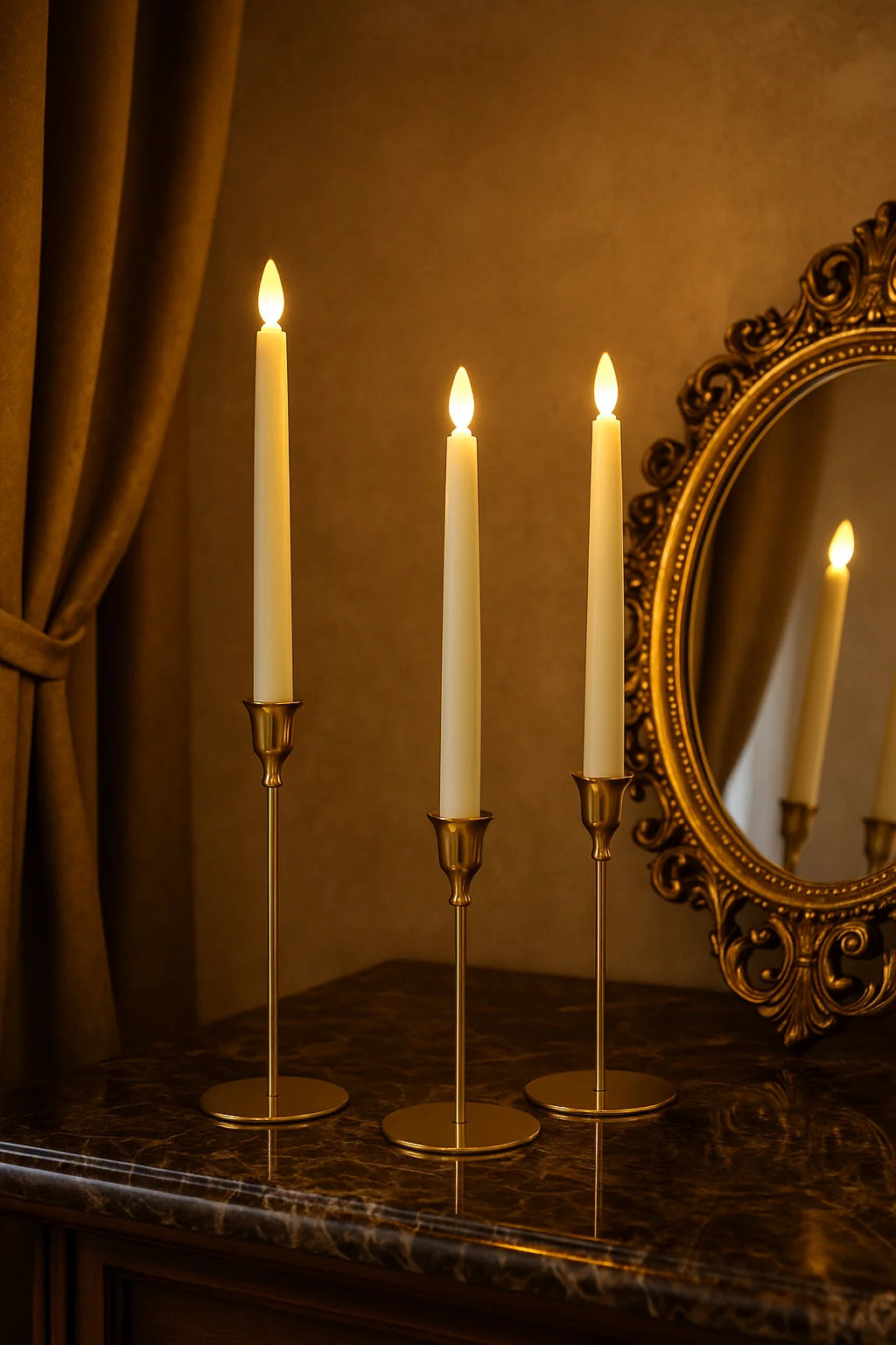 Set of 3 Gold Metal Taper Candle Holders – 13/11/9 Inch Modern Minimalist Stand for Table Decor
