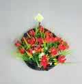 Wall planter with velbet belly flowers.